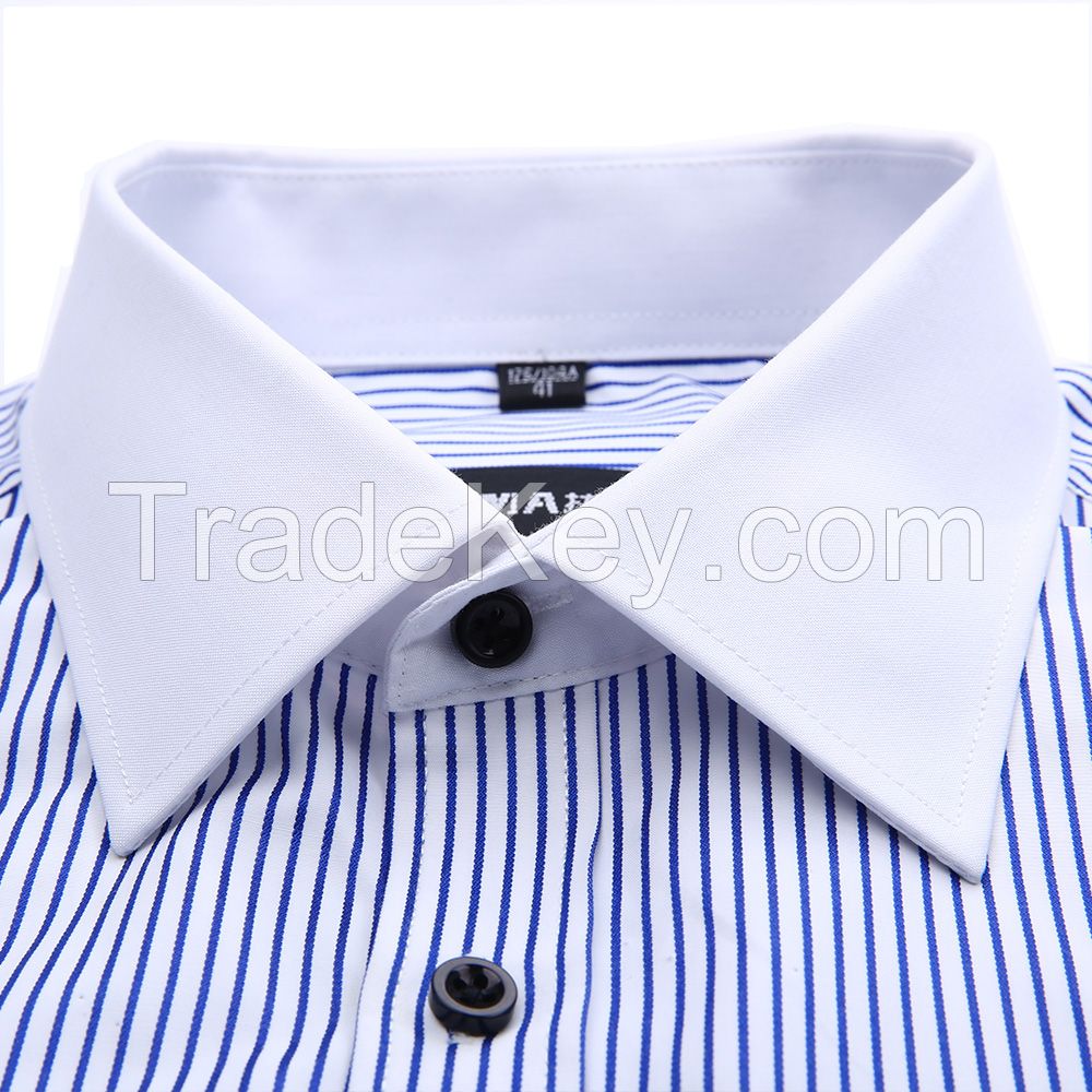 Latest fashion men's long sleeve business dress shirt with white collar and cuff