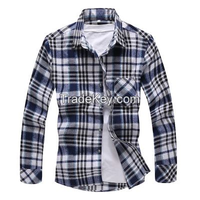 Latest style men's long sleeve casual check shirt with chest pocket