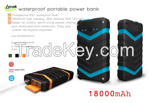Waterproof Outdoor Power bank high quality 18000ma portable power bank