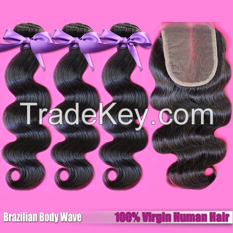 Full New Arrival Brazilian/Peruvian/Indian/Malaysian Lace Closure,Silk Base Closure,4X4 Virgin Human Hair