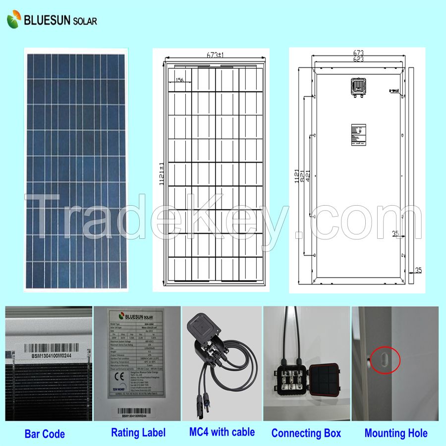 Bluesun cheap solar panel poly 100w solar panel manufacturers in china