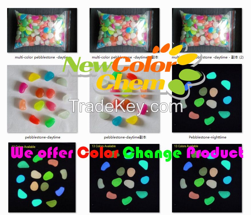 Hot sale Glow in Dark Fluorescent Pebbles Stones irregular shape stone resin stone (Colorchangestuff)