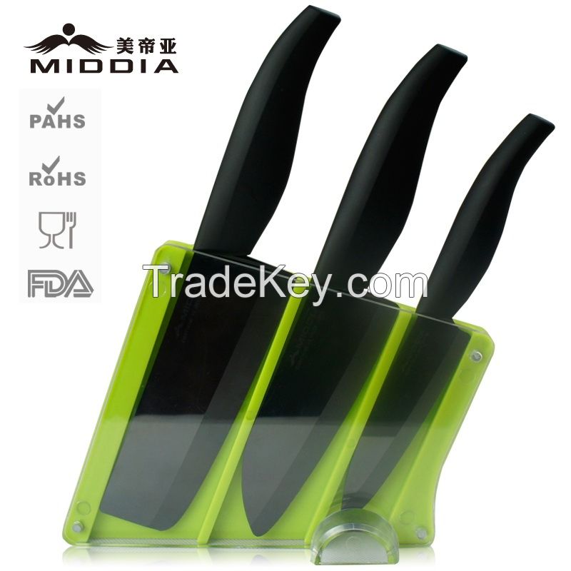 Premium Popular Ceramic Mirror Blade Knife Set with Holder