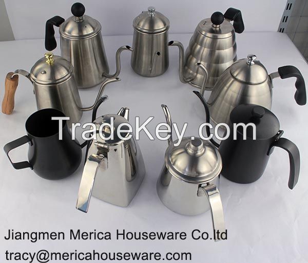 stainless steel coffee pot, long lip coffee kettle