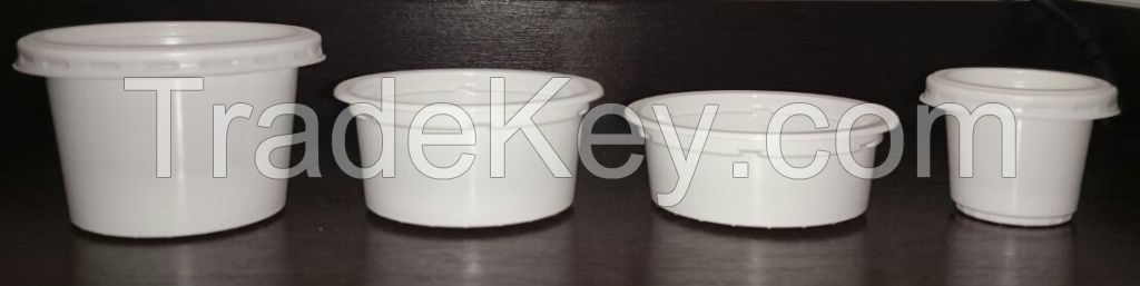 White & Tranparent Round Portion Cups with Lid