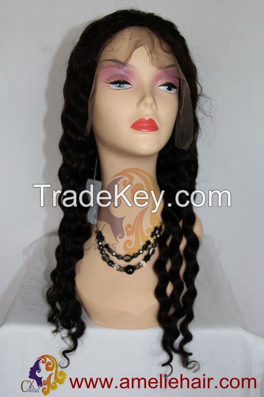 Good quality lace front wig half lace wig 100% natural human hair