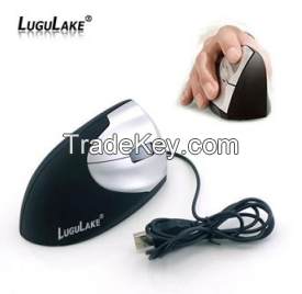 LuguLake Vertical Ergonomic Mouse Mice, Optical Mouse Mice, Wired, Right Hand Stress Relieving Black