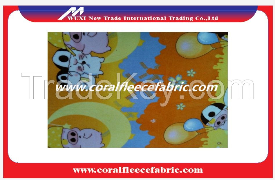 Panel Print Cartoon Fabric Polyester Printed Coral Fleece Fabrics