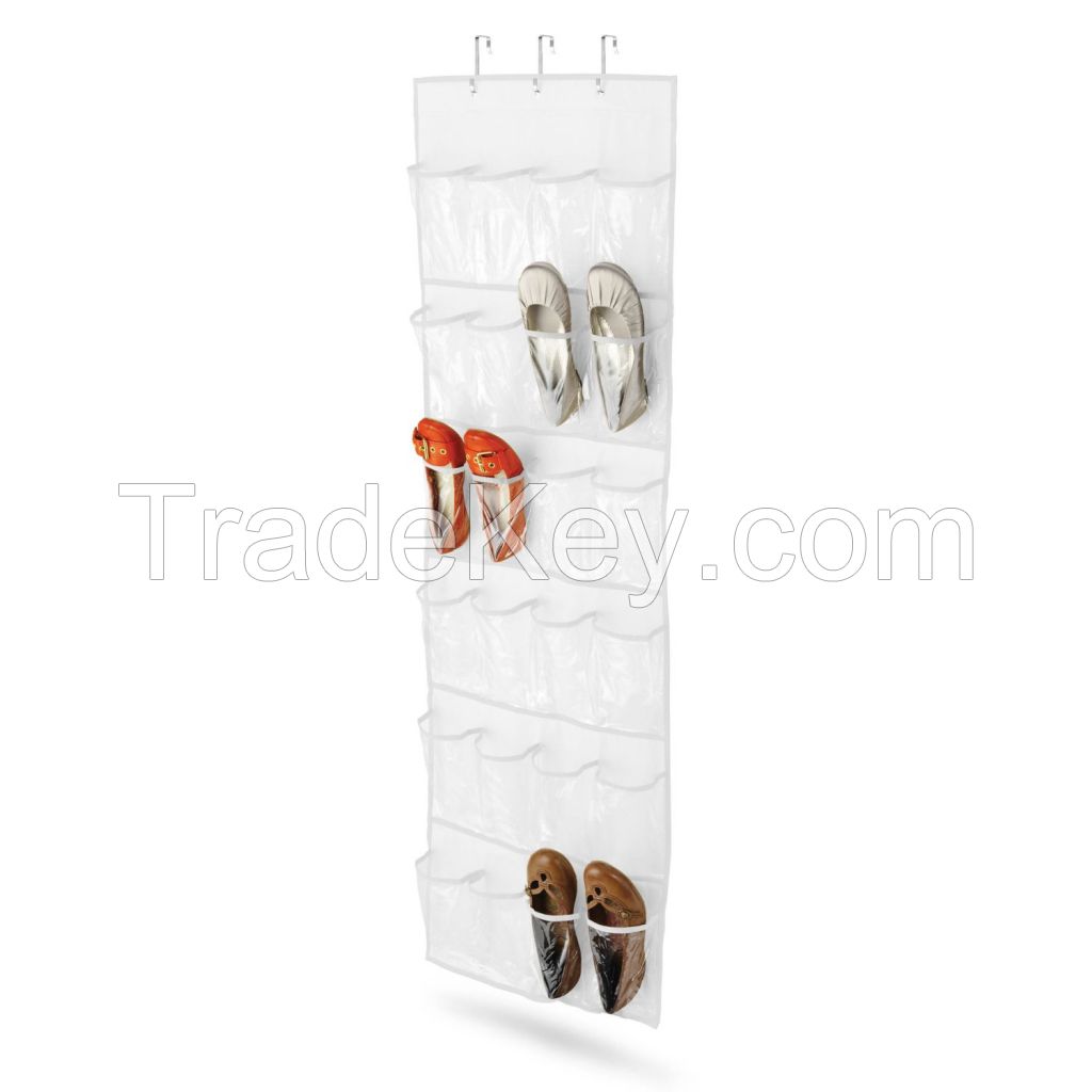 White Crystal Collection Over-The-Door Shoe Organizer, Clear
