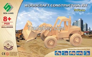 DIY Wooden Toys, Wooden puzzle BULLDOZER