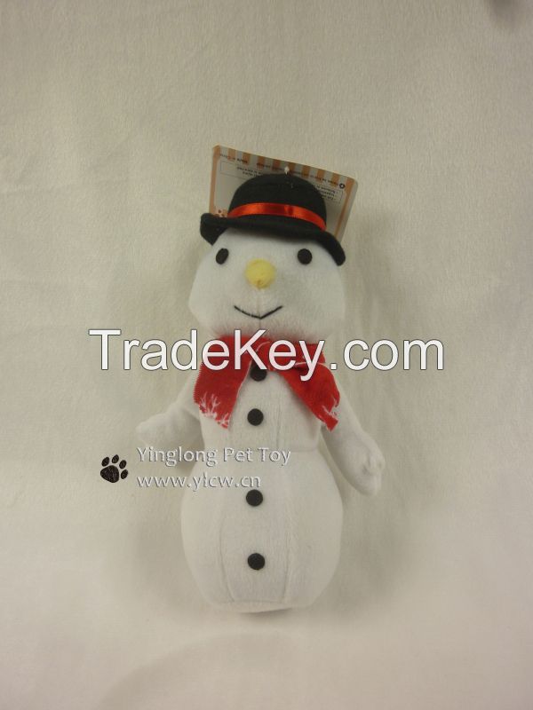 Xmas Plush Snowman dog toy, pet toy