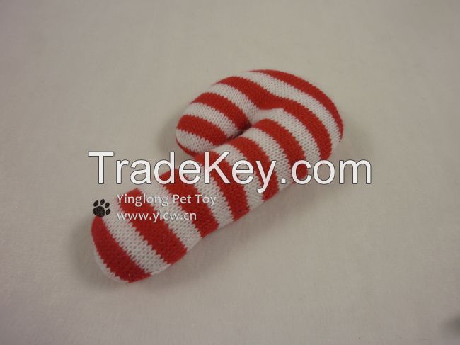 Xmas Knitting Candy Cane Dog Toy, pet toy