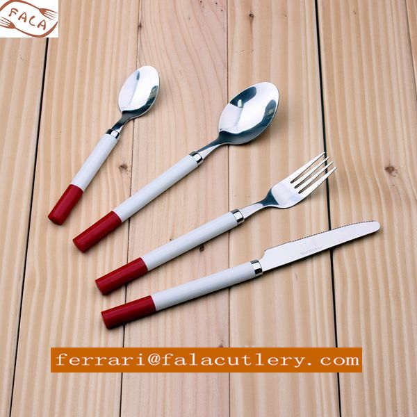 Cute Child Dinner Spoon Knife Fork Plastic Handle Cutlery Set