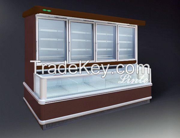 Supermarket twin temperature freezer and refrigerator