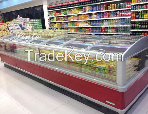 supermarket double island display freezer for meat/seafood/chicken