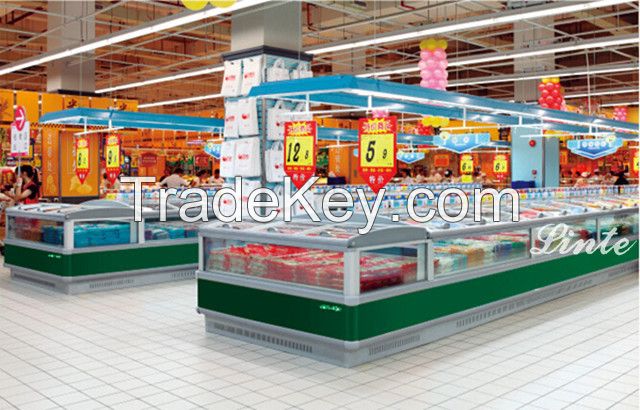 supermarket double island display freezer for meat/seafood/chicken