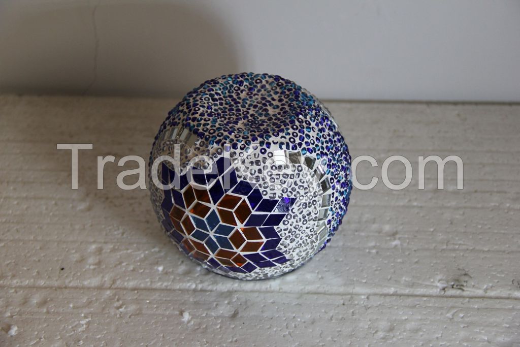 cloloful round ball shape Unique turkish handmade glass mosaic candle