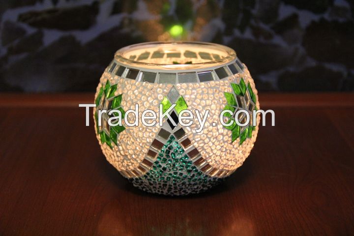 Turkish moroccan glass candle vintage mosaic tealight holder