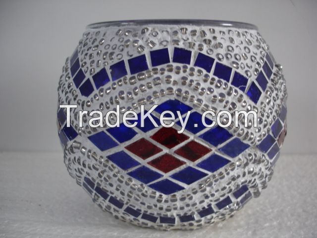 Turkish moroccan glass candle vintage mosaic tealight holder