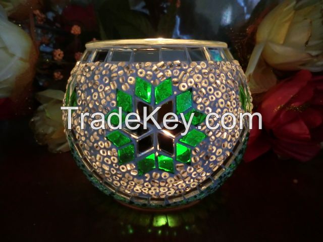 Turkish moroccan glass candle vintage mosaic tealight holder