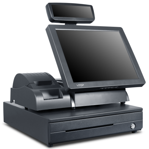 BUSIN TH5-H128 15inch Resistive Touch Screen Pos Systems with customer display and 58mm printer