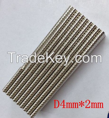 Rare Earth Permanent Strong NdFeB Magnets With Size 4*2Mm