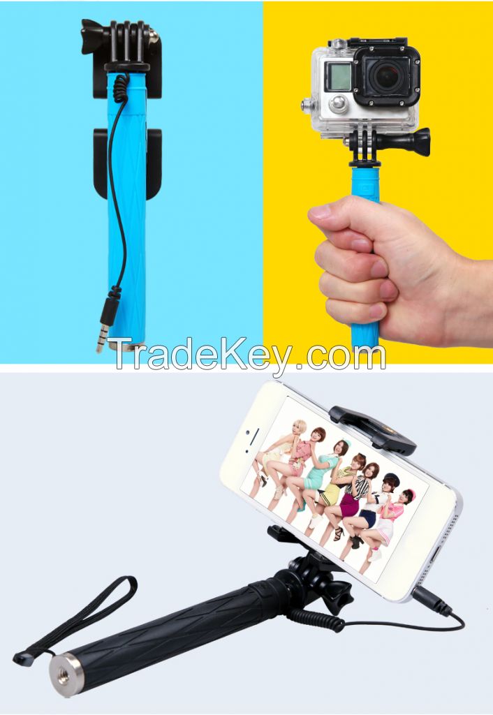 New Products 2015 Fashion Supreme Mini Wired Selfie Stick With Cable Take Pole Selfie Stick Monopod,foldable Stick Selfie 