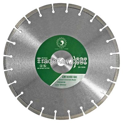 350mm Dry Cutting Green Concrete Blade, Laser Welded