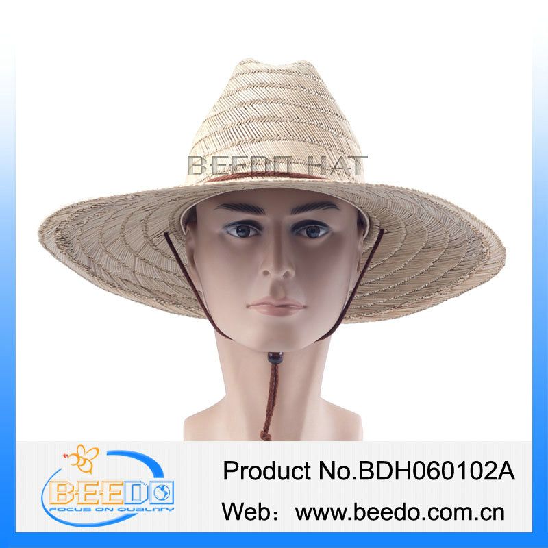 Fashion design men mat straw cowboy hat with wind break