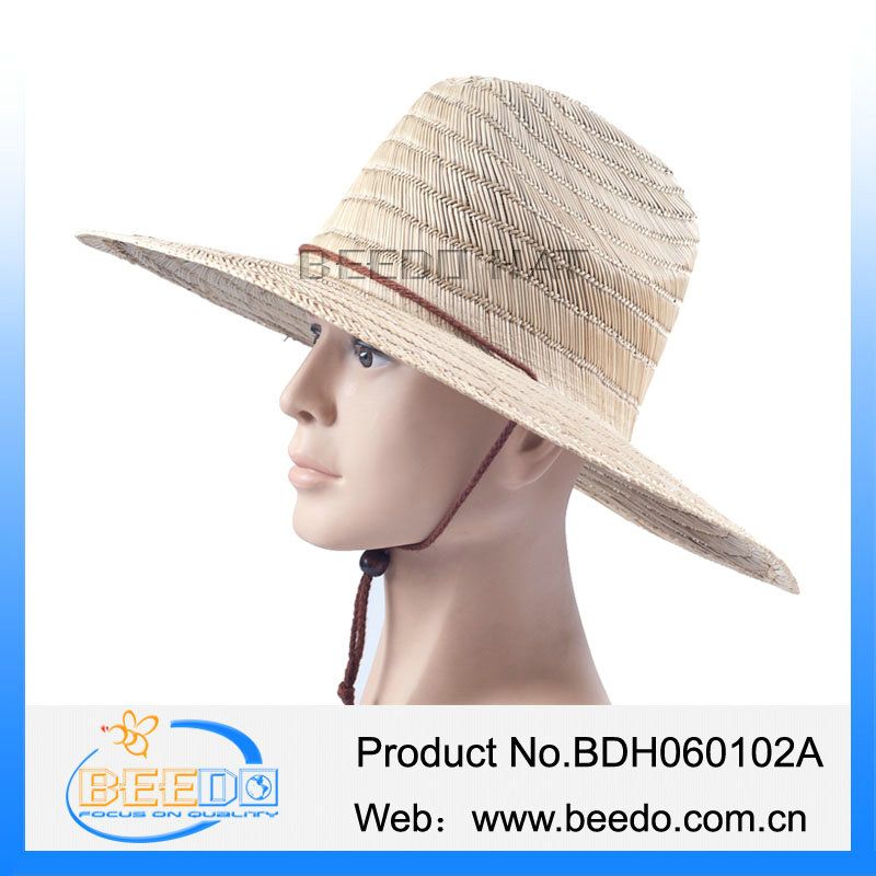 Fashion design men mat straw cowboy hat with wind break