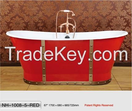 NH-1008-5-red Freestanding Cast Iron Bathtub
