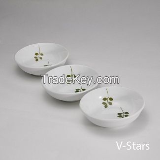 Small Bowl With Green Leaf Design