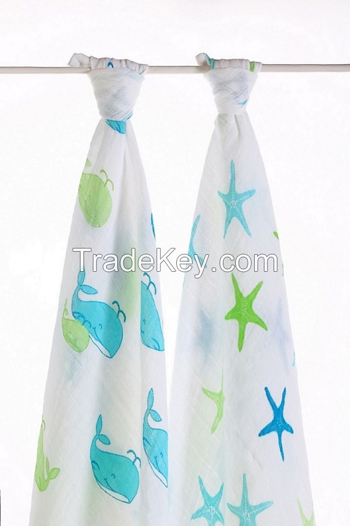 LAT Pre-washed 100% cotton muslin swaddles