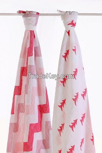 LAT pre-washed organic cotton muslin swaddles