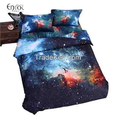  3D Galaxy Printed 4PC Bedding Set Twin Full Queen Soft High Quality Micro Fiber