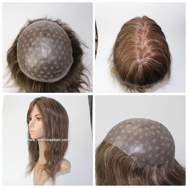 thin skin PU base highlight color hair replacement