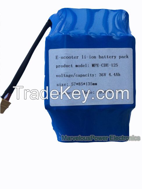 scooter battery pack 36v 4.4ah 10s2p 18650 original cell li-ion battery pack for electric scooter