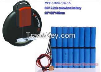 factory supplied large power electric solowheel 18650 li-ion battery 60V 2.2ah