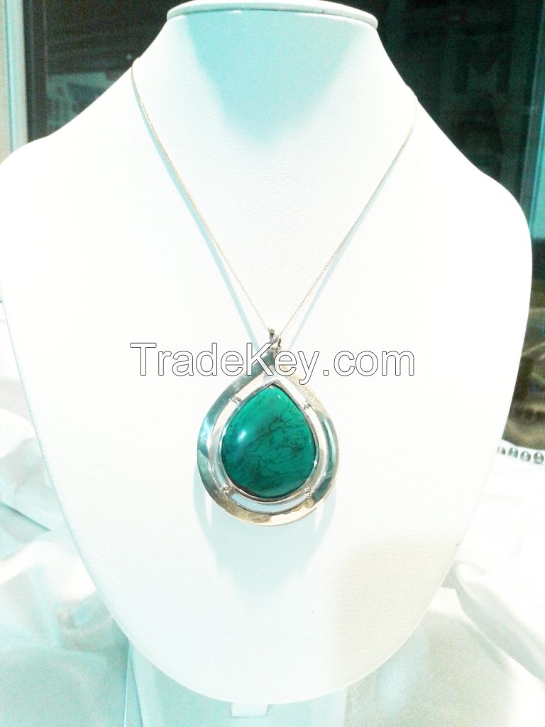 Silver pendant set with Silver pendant set with turquoise