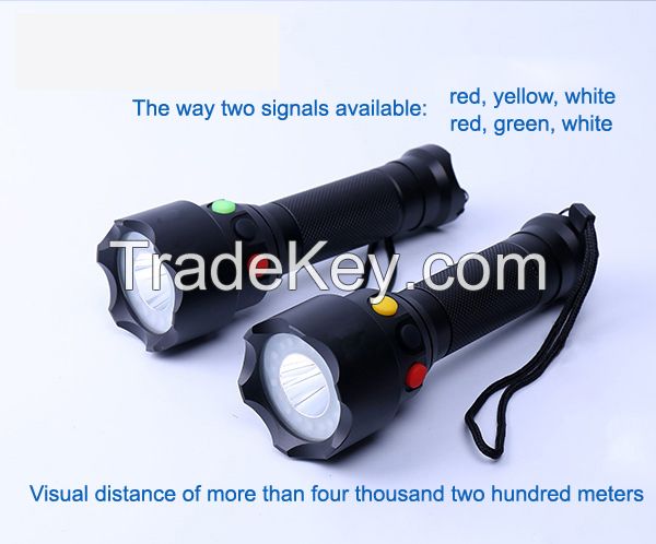 Police flashlightï¼signal flashlight  CREE  XTE +RED +GREEN working time over 12 hours