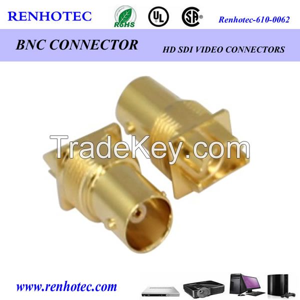 gold plated BNC jack connector for PCB edge mount
