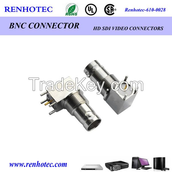 zinc alloy Right angle BNC connector for PCB mount