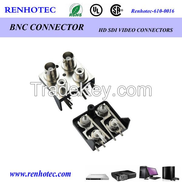 2 BNC female connector for PCB mount in 2 rows