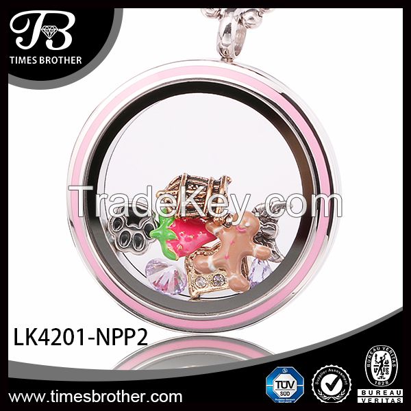 2015 wholesale magnetic locket pendant enameled and with floating charms 