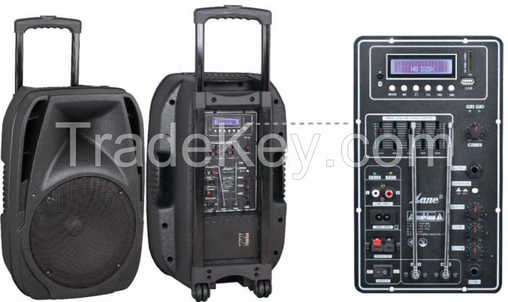 15 inch Portable Wireless Rechargeable active PA System with bluetooth