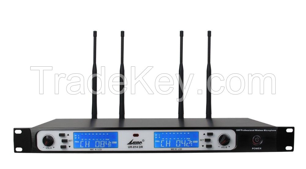 Lane Diversity receiver UHF wireless microphone for karaoke/show/speech/performance UR-814DR