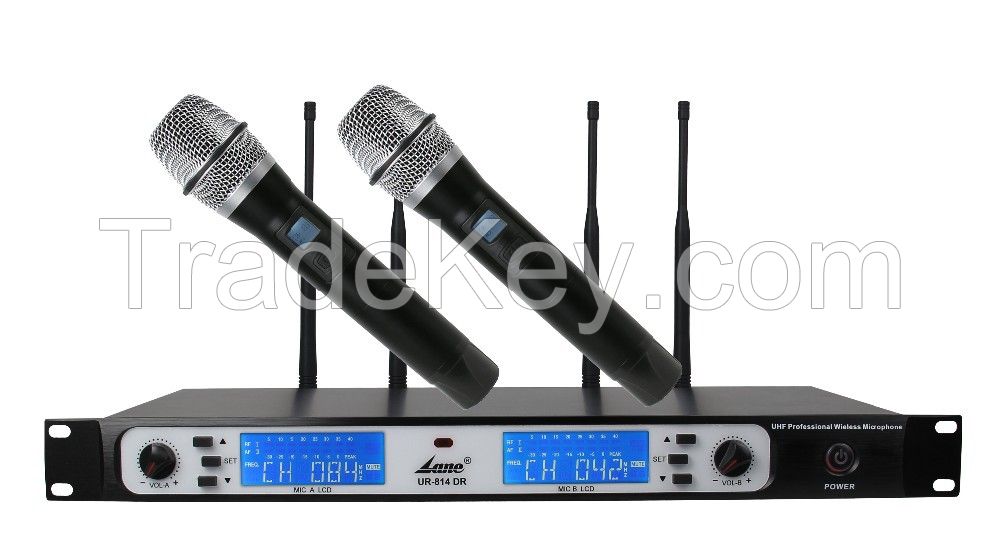 Lane Diversity receiver UHF wireless microphone for karaoke/show/speech/performance UR-814DR