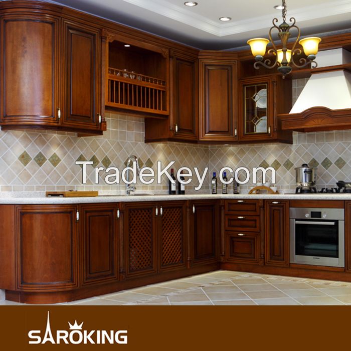 European Style Solid Wood Kitchen cabinet cupboard