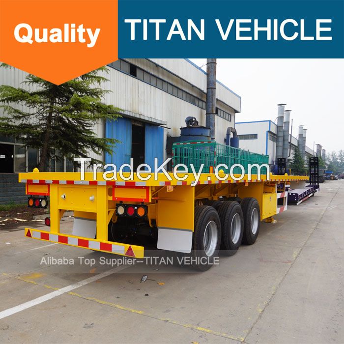 TITAN Tri Axle 40 ton 60ton Flat Bed Trailer for carrying 40ft contain