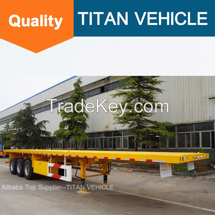 TITAN Tri Axle 40 ton 60ton Flat Bed Trailer for carrying 40ft contain